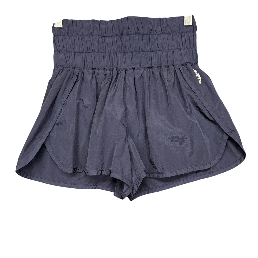 Free People Movement Shorts Womens M Navy Blue The Way Home High Rise Smocked